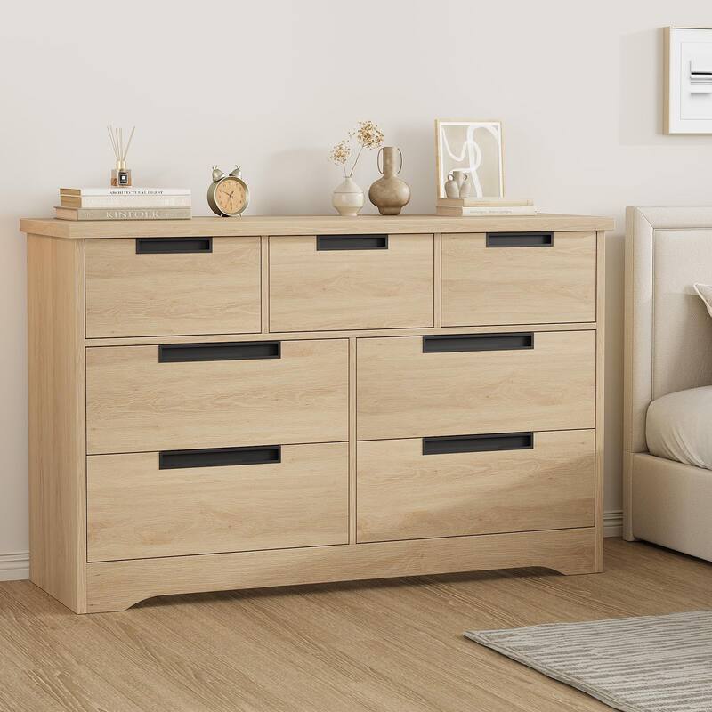 6/7 Drawer Dresser for Bedroom, Wooden Chest of Drawers Double Dresser Organizer with Embedded Handles