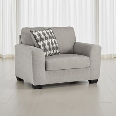 Delaney Accent Armchair, Flannel Gray Polyester, 1 Throw Pillow, Black