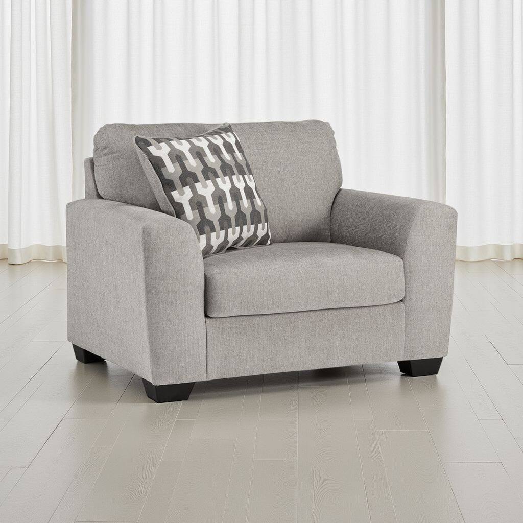 Delaney Accent Armchair, Flannel Gray Polyester, 1 Throw Pillow, Black