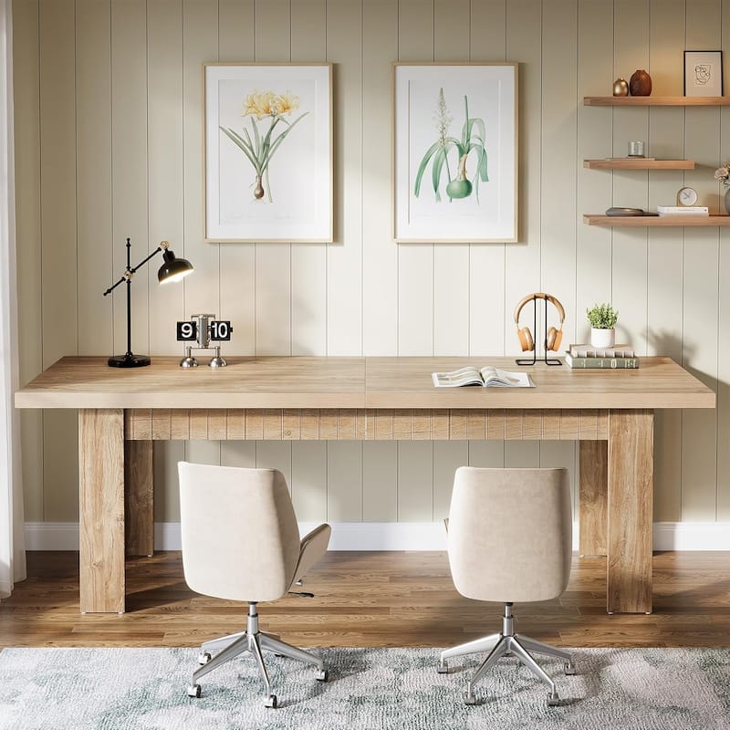 79 Inch Double Desk 2 Person, Modern Large Home Office Desk Workstation Writing Table