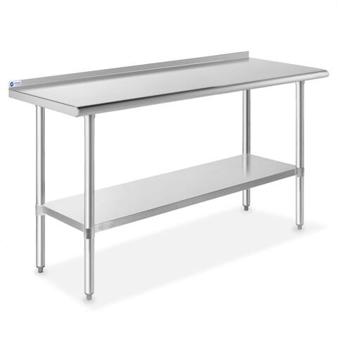 60 x 24 Inch NSF Stainless Steel Prep Table w/ Backsplash by GRIDMANN - Silver - 60 in Long x 24 in Deep
