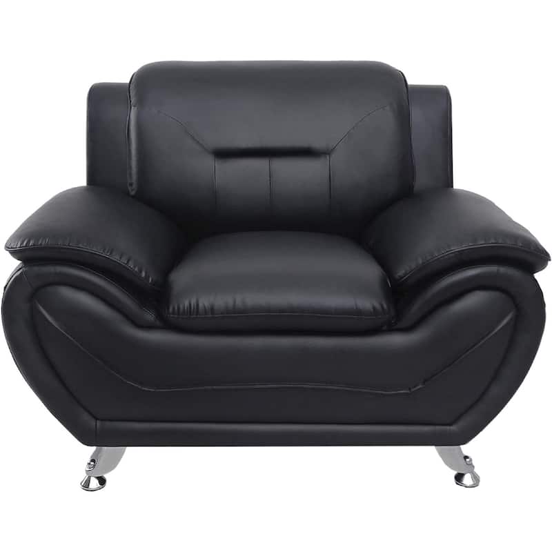 Sanuel 47.3" Wide Faux Leather Club Chair - Black
