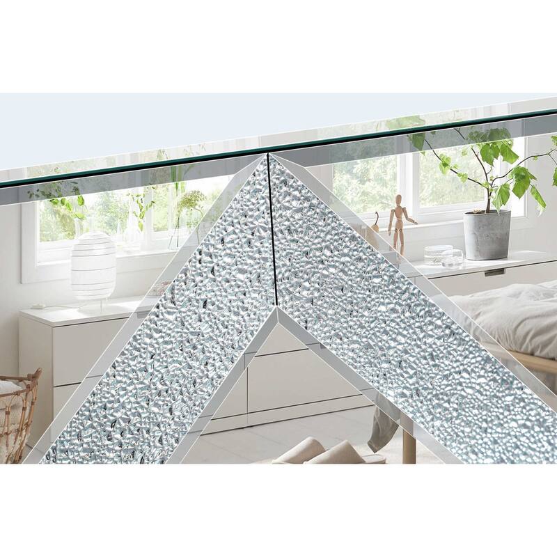 Roomfitters 59" Mirrored TV Stand for TVs up to 65", Silver Media Console with Diamond Sparkle Doors & Open Storage