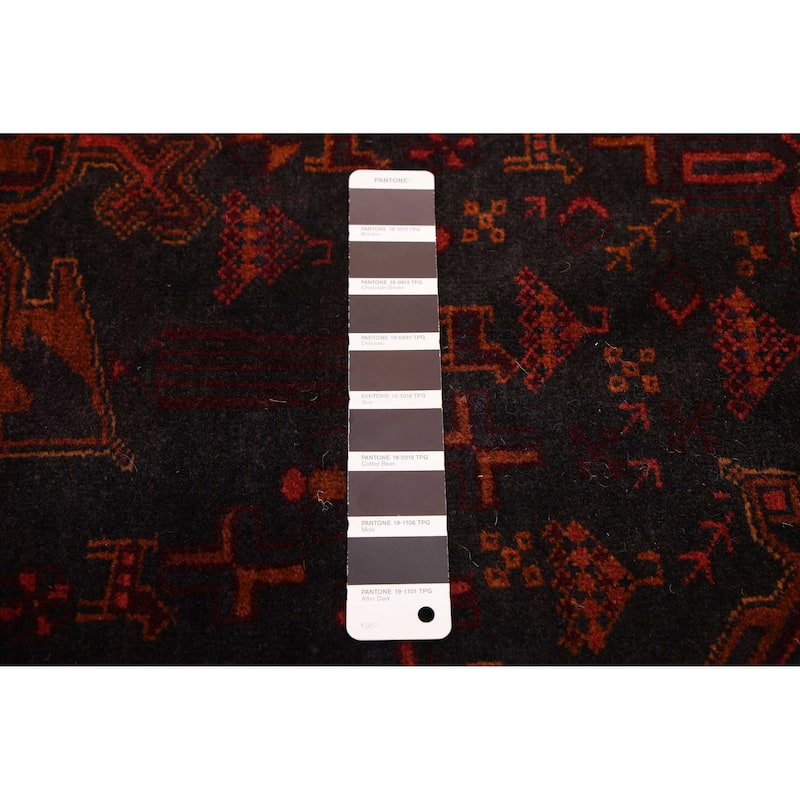 ECARPETGALLERY Hand-knotted Teimani Black, Burnt Orange Wool Rug - 3'9 x 6'4