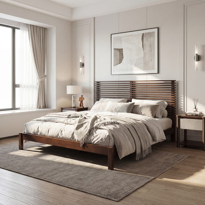 Christopher Knight Home - Arden Modern Wooden Bed Frame with Headboard - Walnut - King