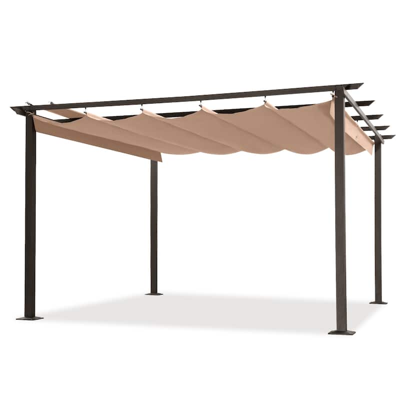 12 ft. x 12 ft. Aluminum Outdoor Pergola with Retractable Shade Canopy