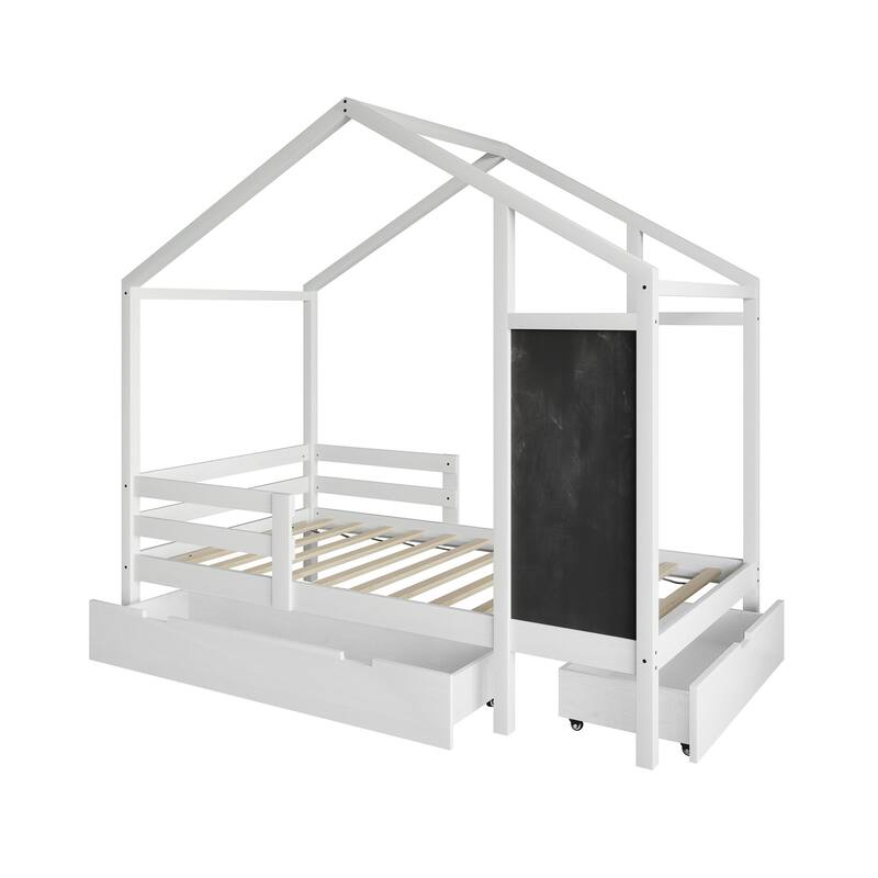 CraftPorch Mid-Century Wooden Canopy Bed