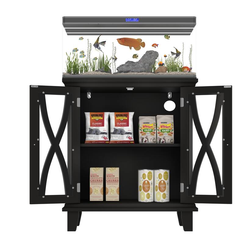 Anmytek Farmhouse 10-20 Gallon Aquarium Tank Stand with Power Outlets, Adjustable Shelves and Storage Cabinet