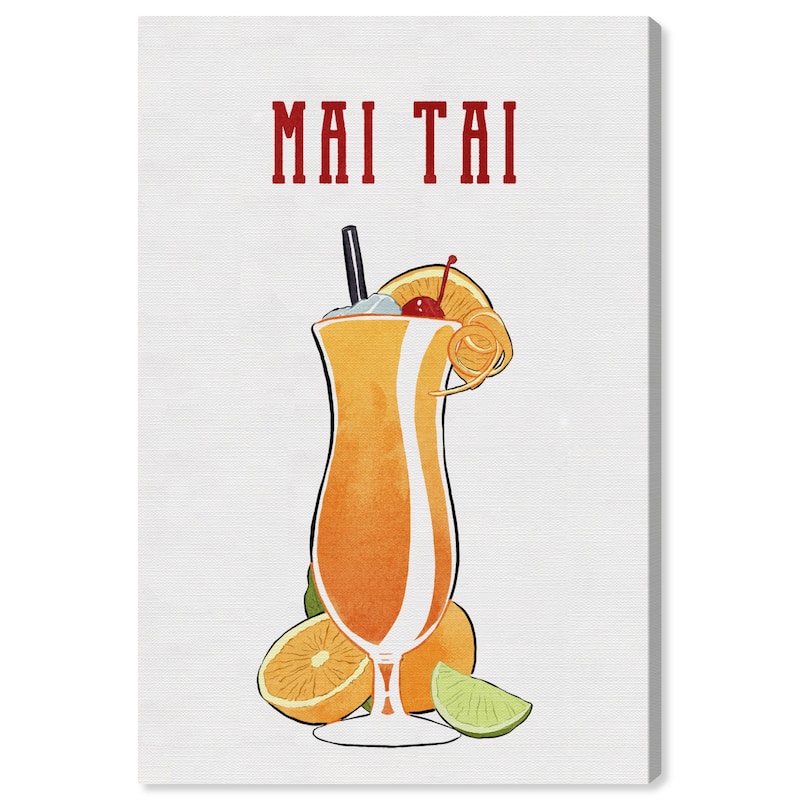 Wynwood Studio 'Mai Tai Cocktail' Drinks and Spirits Wall Art Canvas Print Cocktails - Orange, White