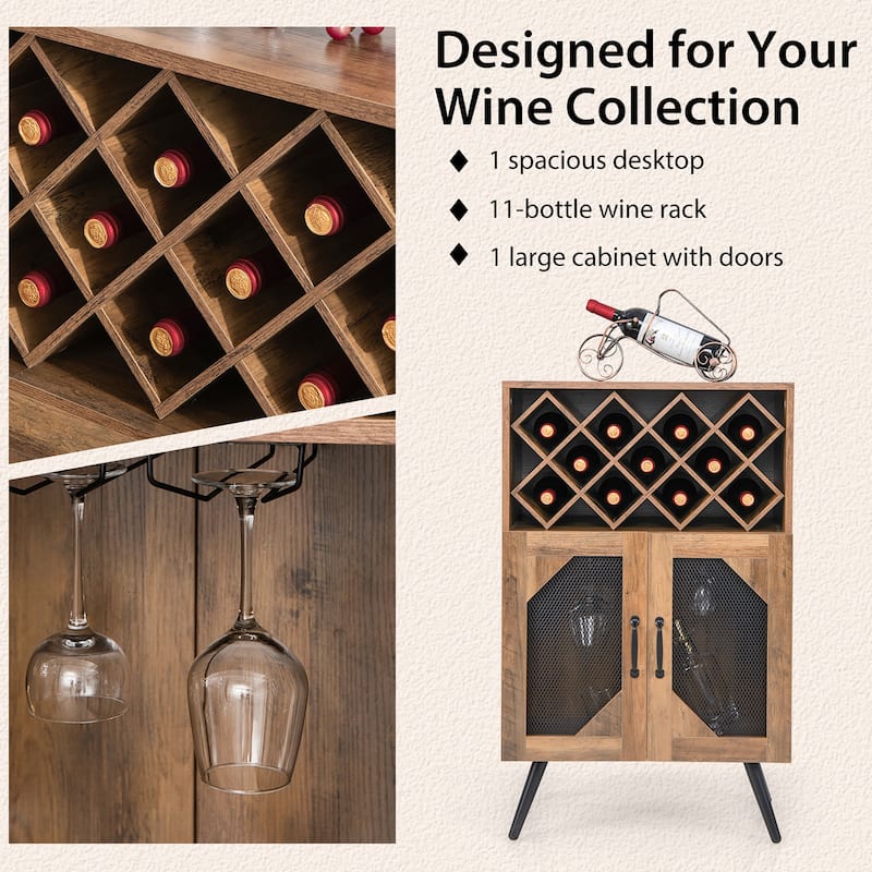 Costway 2-Door Kitchen Storage Bar Cabinet Buffet Sideboard w/ Wine - See Details