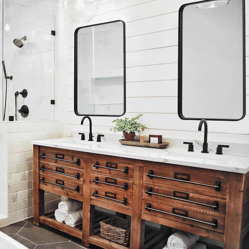 Copper Grove Satin Black Slim Framed Metal Wall Mirror
