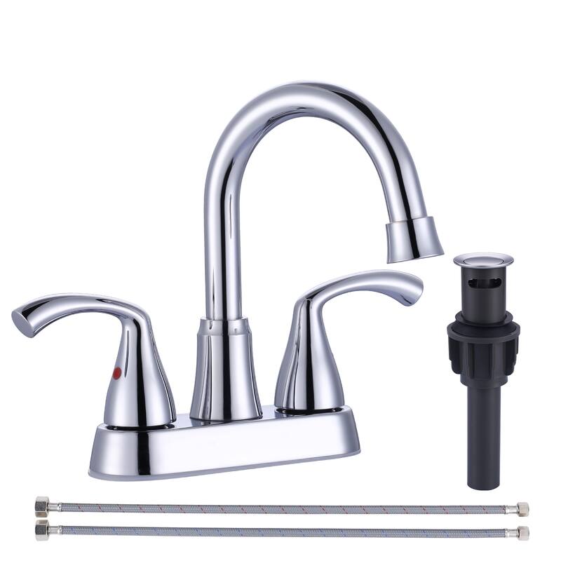 WOWOW 4 in. Centerset 2-Handles Deck Mount Bathroom Faucet - Chrome