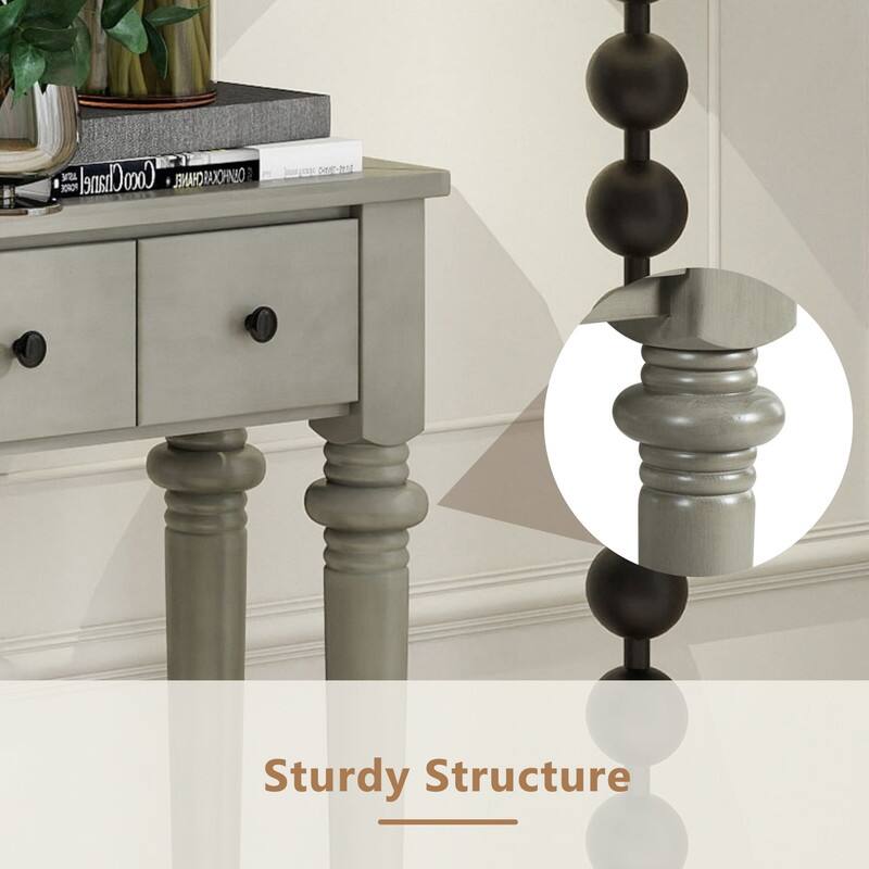 Entryway Table with 4 Drawers, Retro Console Table with Open Shelf for Entryways