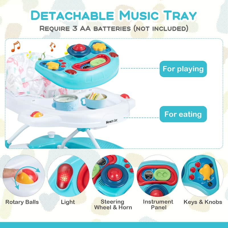 6 in 1 Foldable Baby Walker with Adjustable Height - 28" L x 24" W x 19.5" H