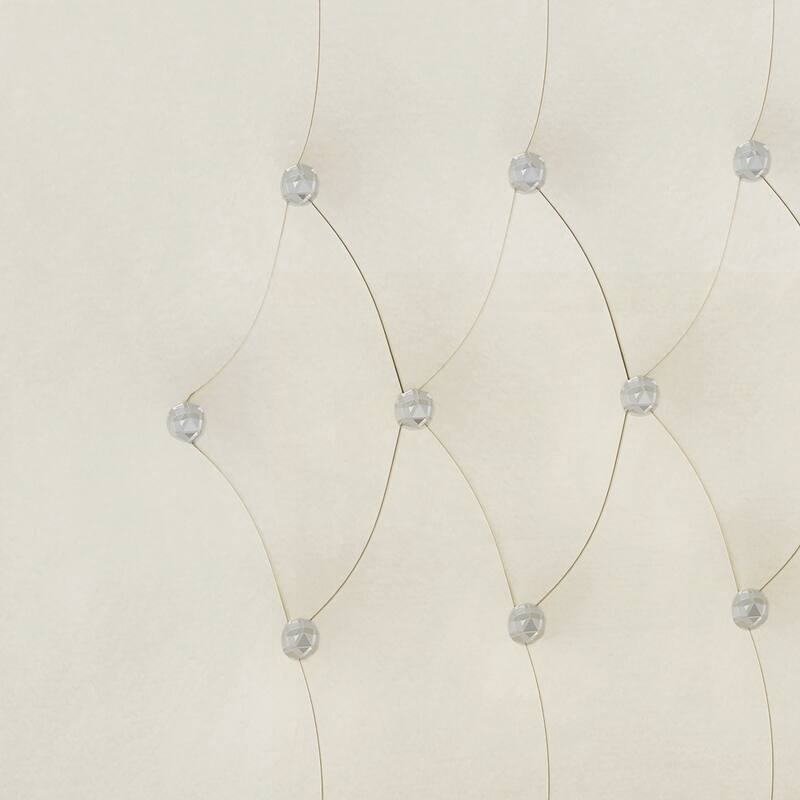 Tufted Upholstered Bed Frame with Crystal Button Accents