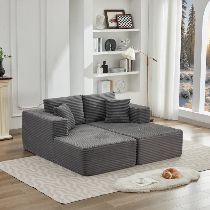 Roomfitters Modular Sectional Sofa, Deep Seat Double Chaise Cloud Couch with Plush Corduroy Upholstery
