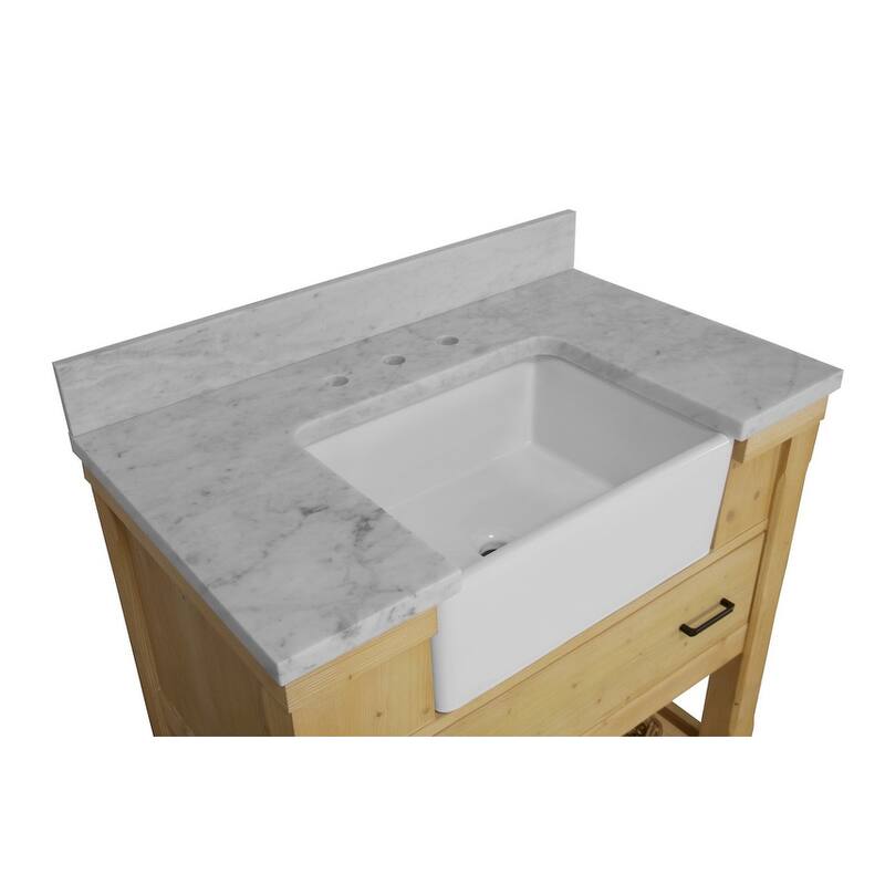 KitchenBathCollection Charlotte 36" Farmhouse Bathroom Vanity with Carrara Marble Top