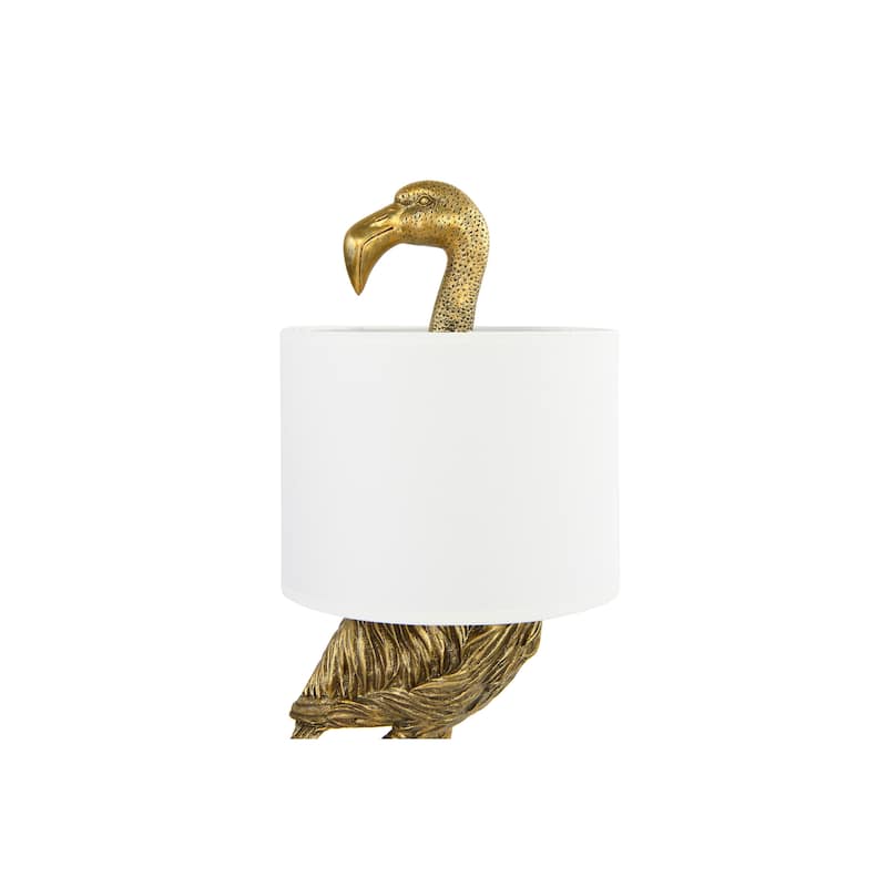 Resin Flamingo Table Lamp with Linen Shade