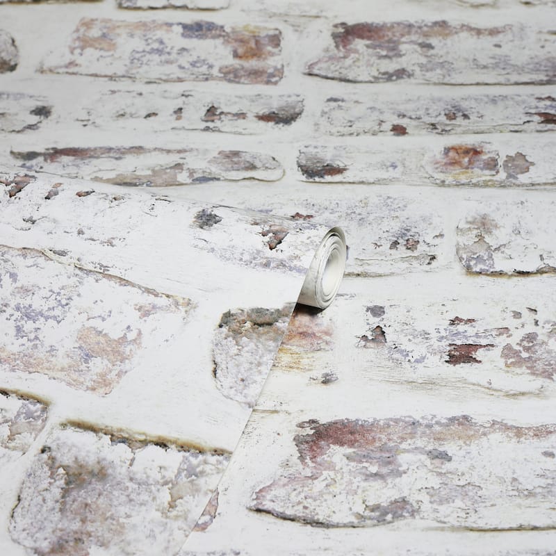 Whitewashed Wall White Wallpaper - 20.8in. W x 33ft L