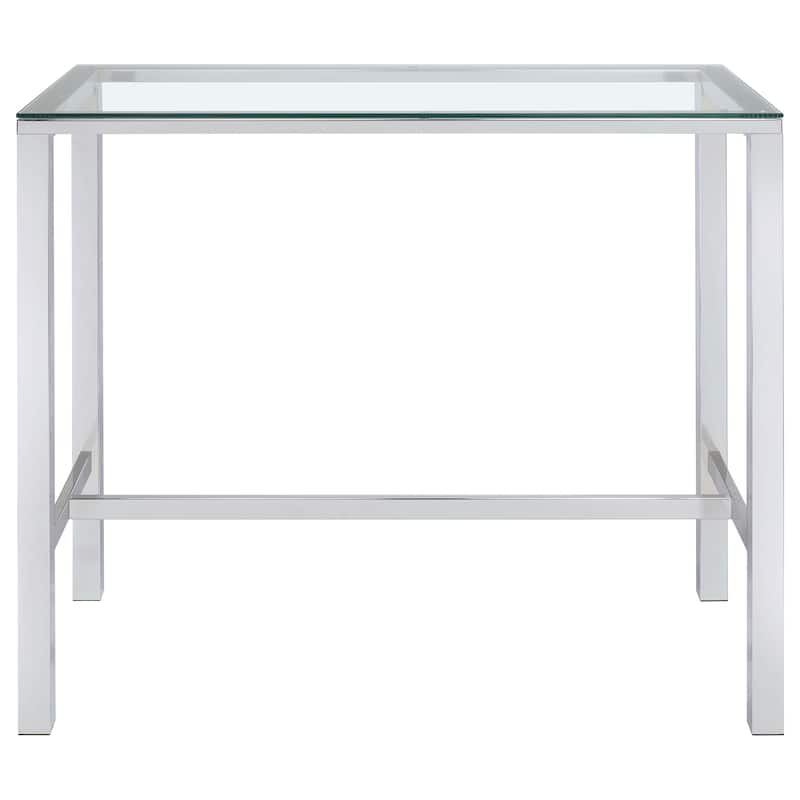 Tolbert Rectangular 47-inch Glass Top Pub Bar Table Chrome