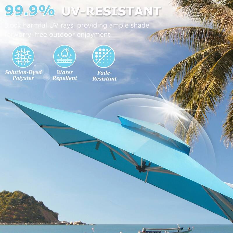 Aluminum Patio Umbrella - 360° Rotation, Hydraulic Lift