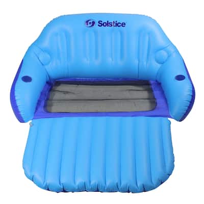 72-Inch Inflatable Blue Love Seat Swimming Pool Float with Convertible Foot Rest - 72"