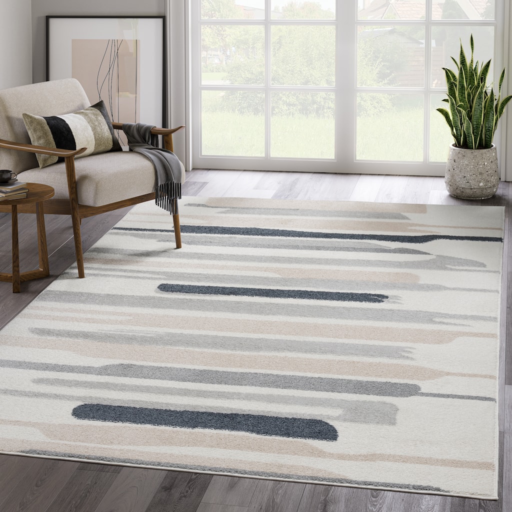 Abani Rugs Deco DEC100A Neutral Lined Area Rug