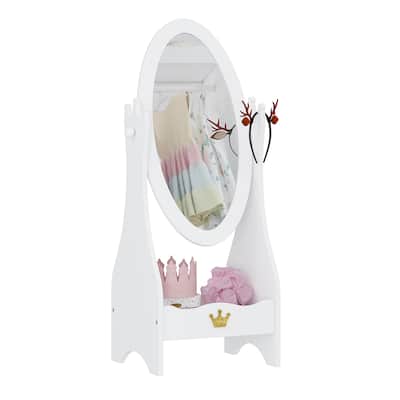 COSTARS Kids Full Length Mirror, Wooden Dressing Mirror with Adjustable Viewed, White