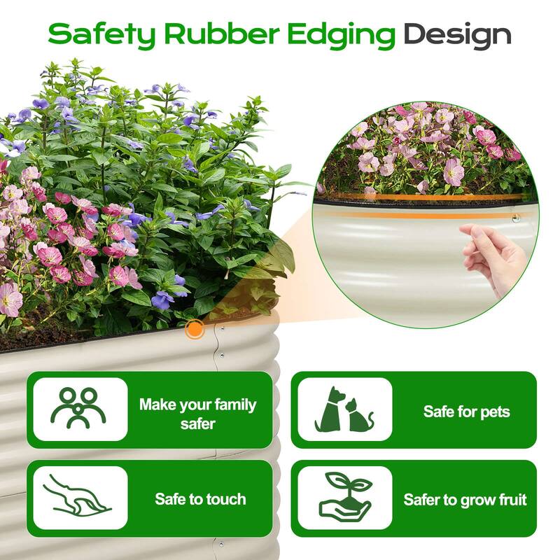 Aoodor 2 in 1 Modular Aluzinc Metal Raised Garden Bed 63''(L) x32''(W) x32''(H) - 63''(L) x32''(W) x32''(H)