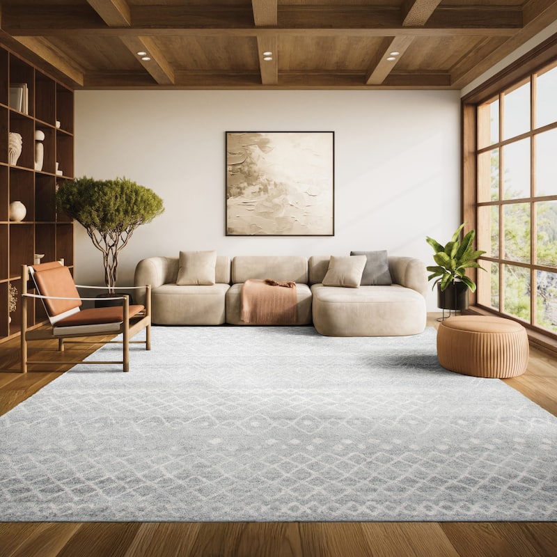 SAFAVIEH, Madison Eris Moroccan Boho Rug - 8' x 10' - Silver/Ivory