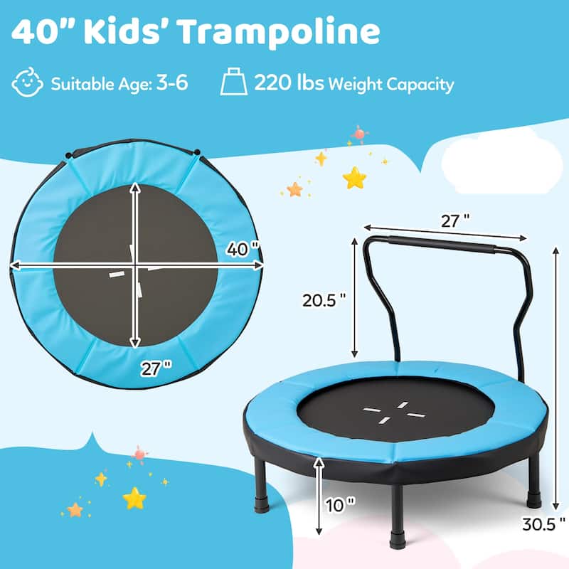 Gymax 40'' Trampoline for Kids Indoor/Outdoor Fitness Trampoline w/