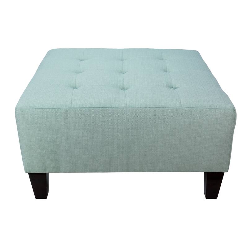 MJL Furniture MAX Button Tufted Upholstered Square Blue Ottoman - Sea Blue