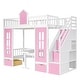 preview thumbnail 27 of 25, Playhouse Twin Bunk Bed with Changeable Table, Convertible Upper Bed, Down Desk