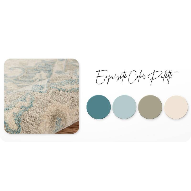 Sevita Loomline Turquoise Medallion Hand-Tufted Wool Indoor Area Rug