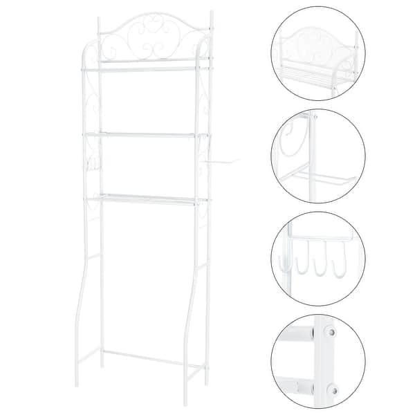 Shop 3 Tier Metal Over The Toilet Shelf Bathroom Storage Shelves White Overstock 31647433