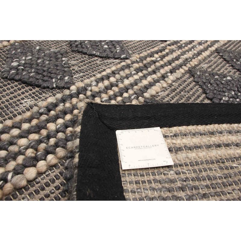 ECARPETGALLERY Braid weave Sienna Dark Grey Wool Rug - 5'0 x 6'10