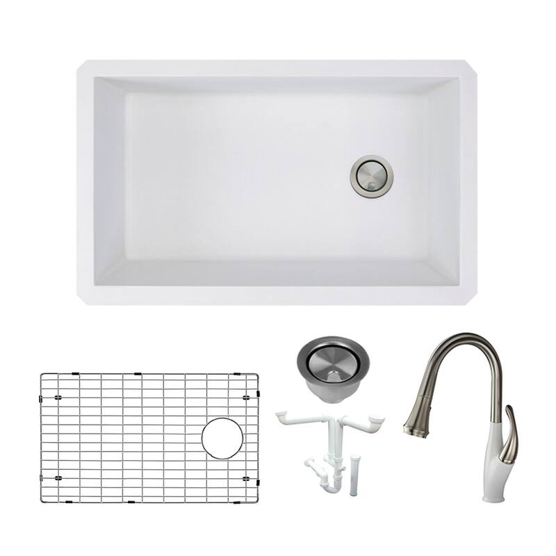 Transolid KF-RUSS3118 Radius 31-3/4" Undermount Single Basin Granite - White