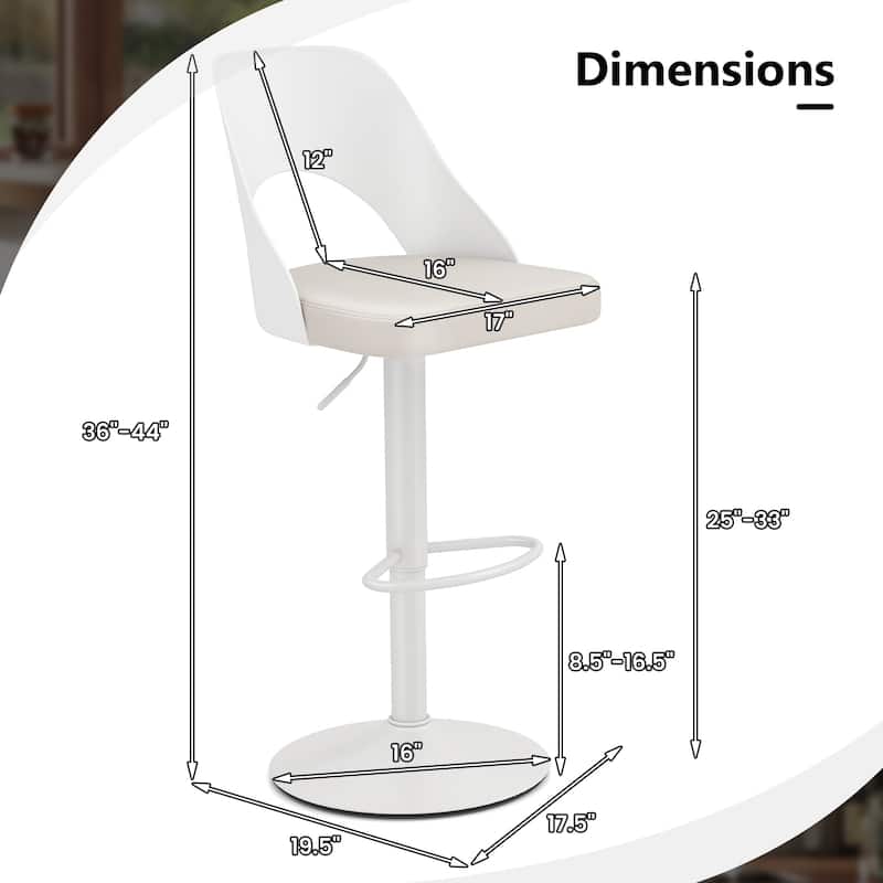 Modern Adjustable Swivel Bar Stools with PU Leather Seat and Metal Base 25 to 33 Inch Counter Height Chairs for Kitchen Island
