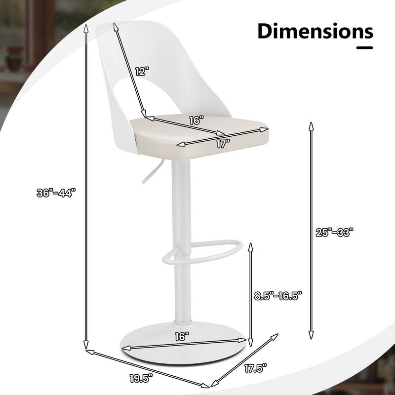 Gymax Bar Stools Set of 4 w/Enlarged PU Leather Seat Footrest Swivel