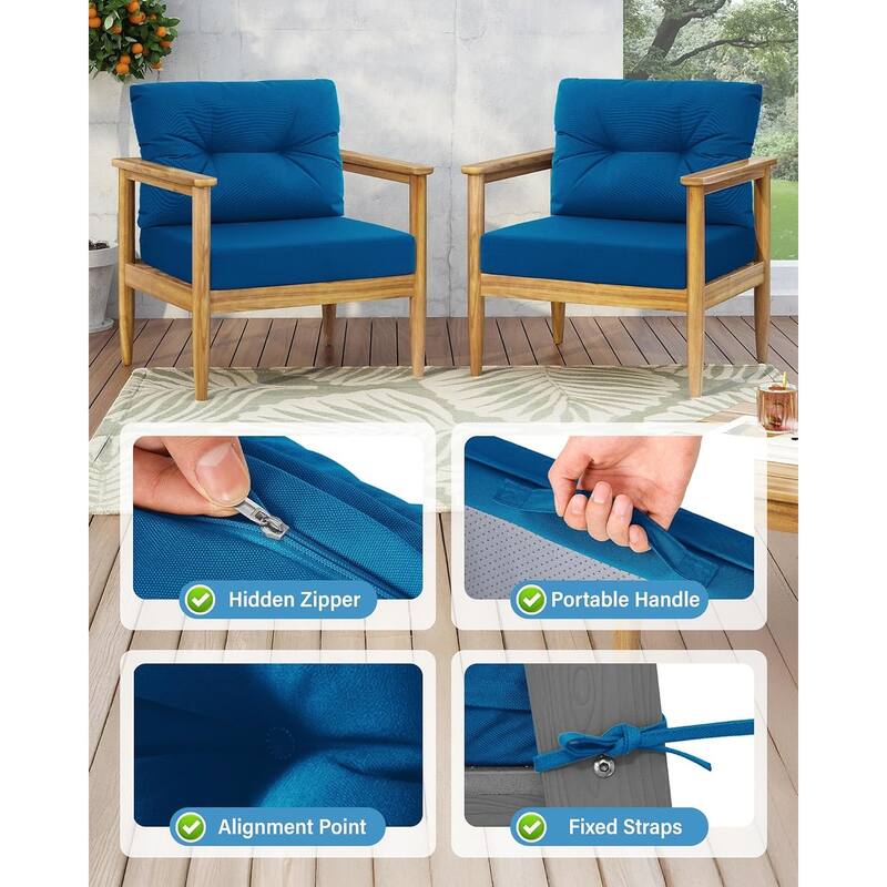WINSOON 24x24 Inch Outdoor Deep Seat Cushion Set,Waterproof and Resistant Set Of 2