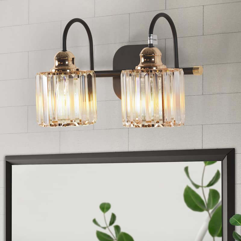 ExBrite Modern Rose Gold 1/2/3/4/5-light Bathroom Dimmable Crystal Vanity Lights Wall Sconces - 2-Lights - Rose Gold