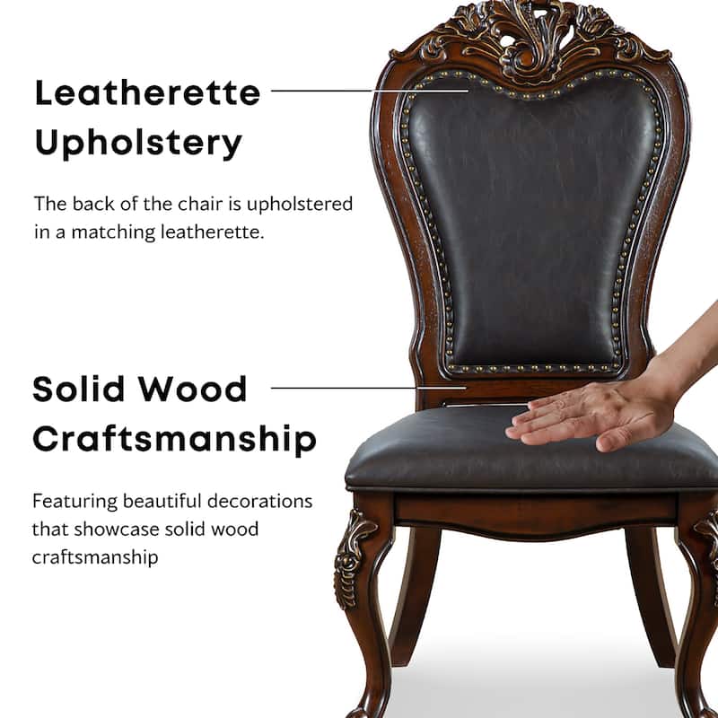 Furniture of America Eugene Traditional Solid Wood Dining Side Chairs with Nailhead Trim and Cabriole Legs (Set of 2)