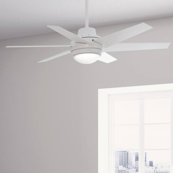 slide 2 of 28, Hunter 52" Sotto Ceiling Fan with Integrated LED Light and Handheld Remote Fresh White