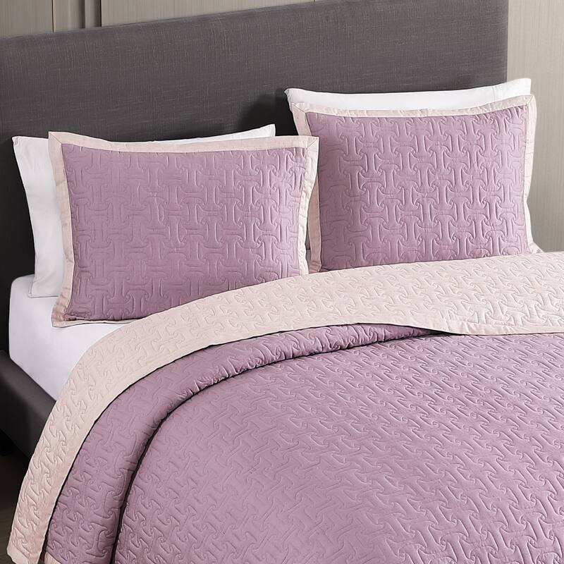 Bebejan 100% Cotton Sateen 3 Piece Textured Quilted Coverlet Set