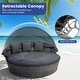 preview thumbnail 4 of 8, Gymax Patio Round Daybed w/Retractable Canopy Cushions & Throw Pillows