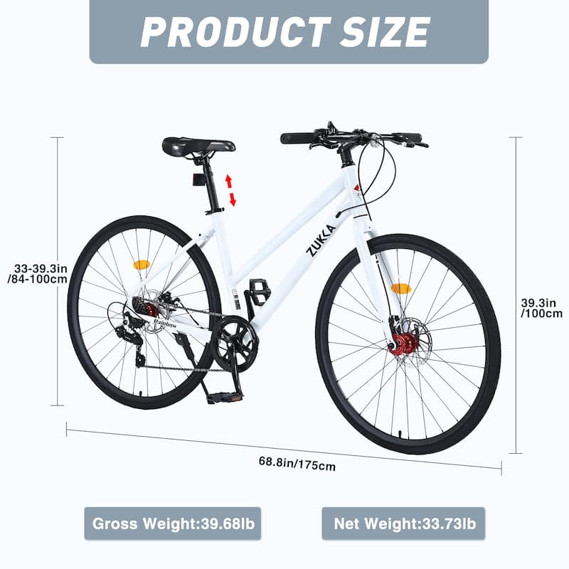 White Cross-Country Bikes Hybrid Bikes City Bicycle Unisex Bikes