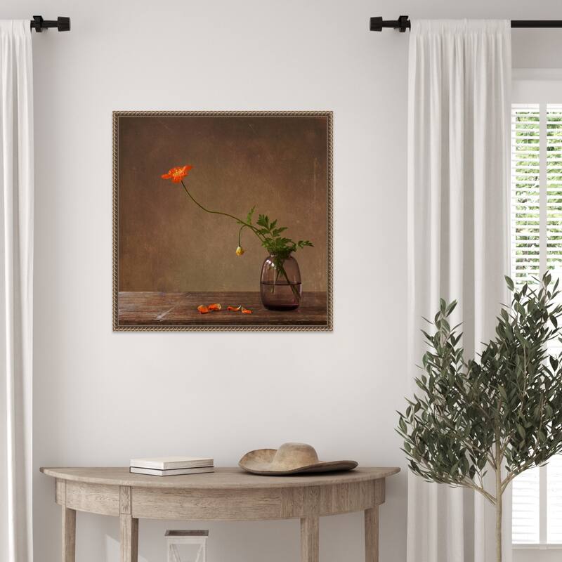 A story with orange poppies by Galina Bunkova Framed Canvas Wall Art Print