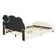 preview thumbnail 28 of 41, Velvet Upholstered Platform Bed with Cloud-Shaped Headboard and Embedded Light Stripe, for Kids Teens, No Box Spring Required