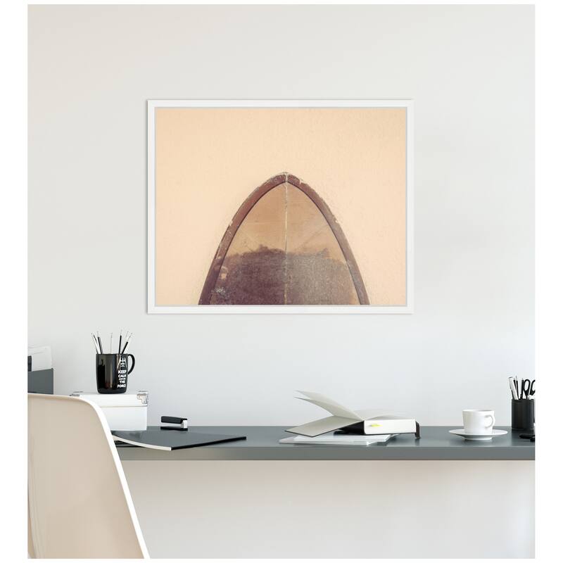 Kate and Laurel Sylvie Abstract Minimalist Coastal Retro Surfboard Framed Canvas by Saint and Sailor Studios