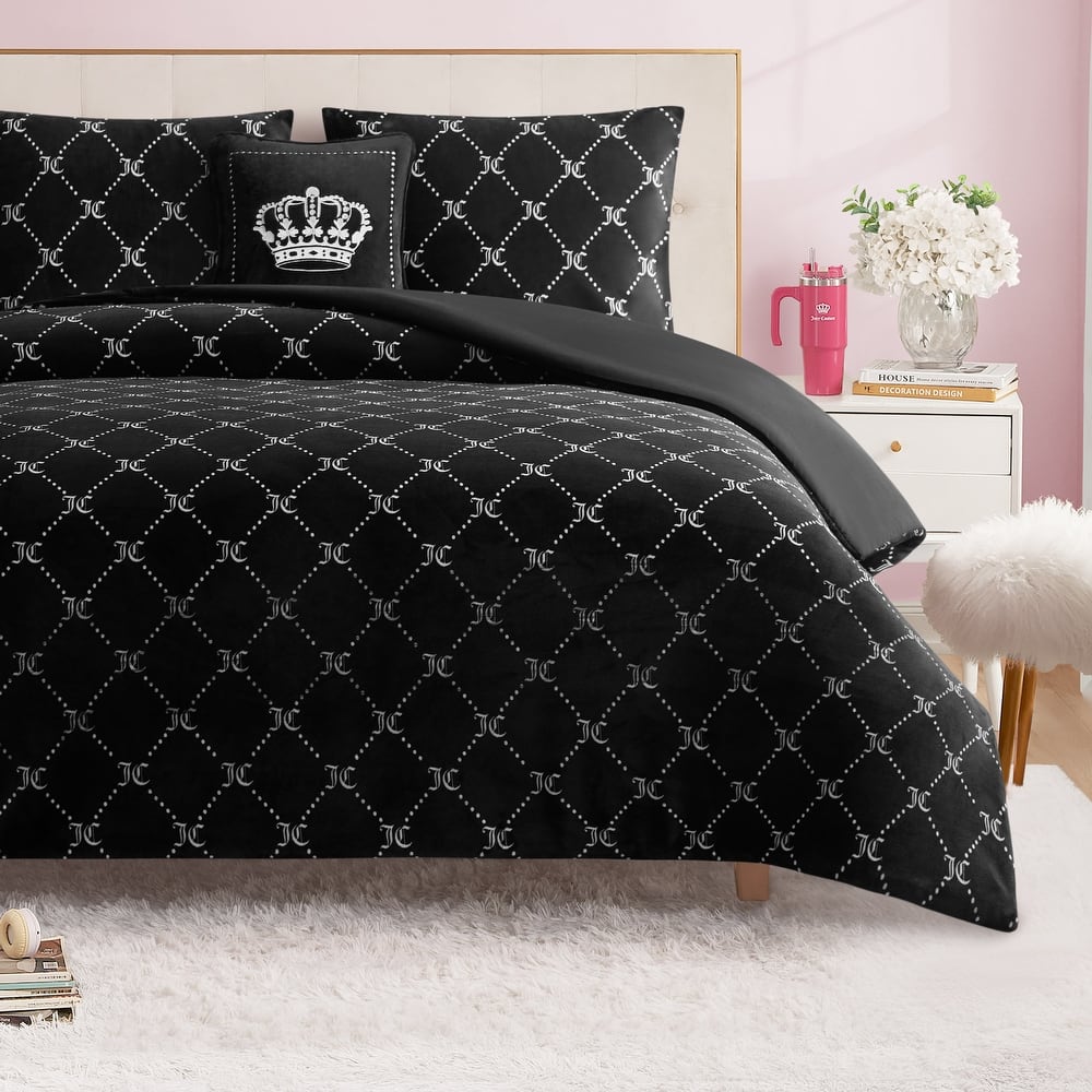 Juicy Couture Plush Trellis Link Reversible Comforter Sets